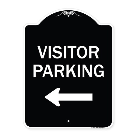 Signmission Designer Series-Visitor Parking Left, Black & White Heavy-Gauge Aluminum, 24" x 18", BW-1824-9743 A-DES-BW-1824-9743